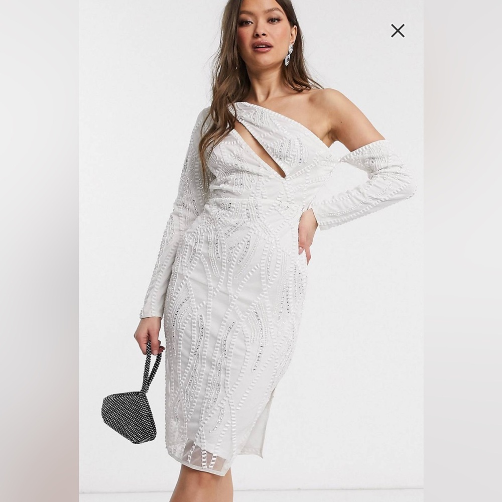 ASOS Design long sleeve splice detail embellished midi dress women’s size 4